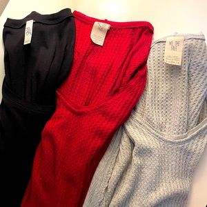 Three New Free People Long Sleeve Thermal Tops
